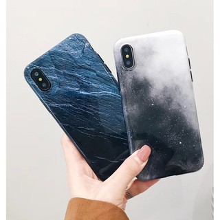 不掉色 iPhone X XS MAX 深邃藍 光面 黑邊 大理石紋 TPU 手機殼 保護殼