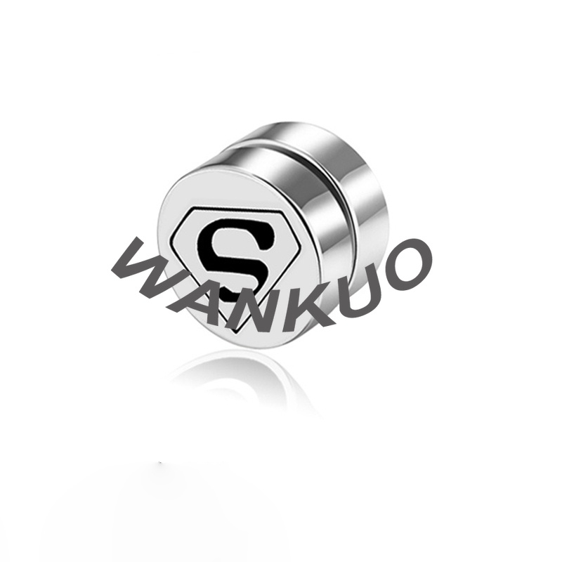 【WANKUO】男士磁鐵耳環單只新款鈦鋼時尚啞鈴潮流不銹鋼男配飾飾品