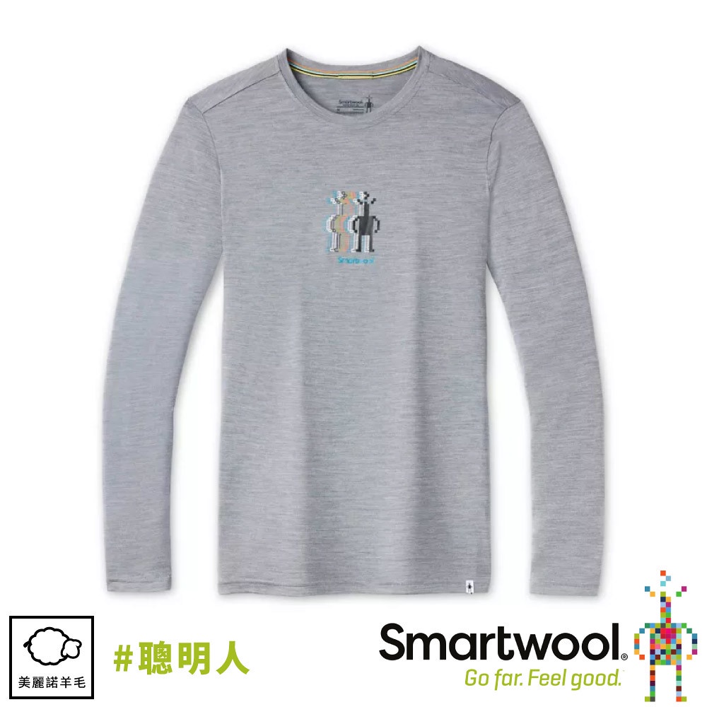 【SmartWool 美國 男 Merino Sport 150 塗鴉長袖T恤《聰明人/淺灰色》】SW011536/長袖