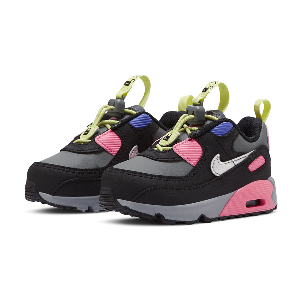 NIKE 耐吉2103小童童鞋 氣墊 舒適Air Max 90 Toggle  避震 抽繩鞋帶 黑粉CV0065004