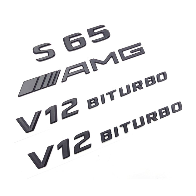 圓夢工廠 Benz 賓士 S W221 S65 AMG V12 BITURBO 車標 字標 標誌字貼 同原廠款式 消光黑