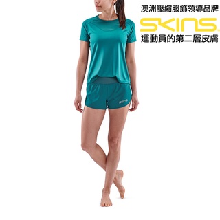 澳洲SKINS訓練級短袖排汗衣(女)短袖上衣/運動排汗衣/T恤/跑步上衣/排汗衣ST4075455(共兩色)