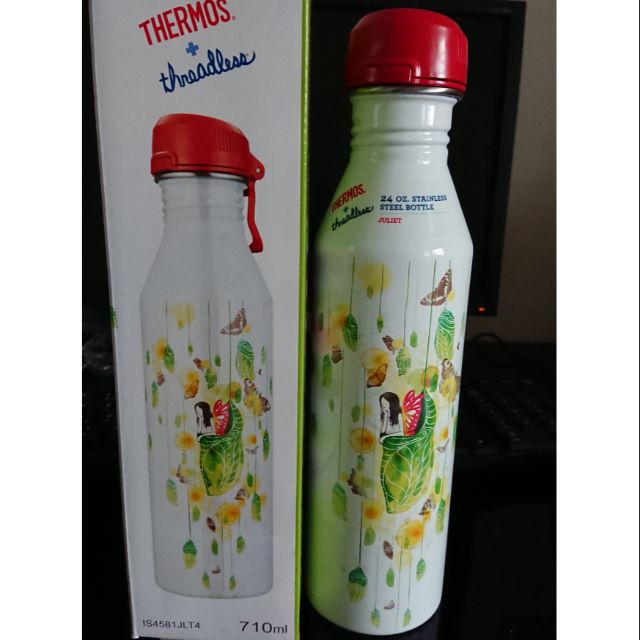 THERMOS+THREADLESS膳魔師單層不銹鋼思樂隨型瓶/ROHO樂活隨型瓶，春詠蝶舞/TRIP搖滾世界