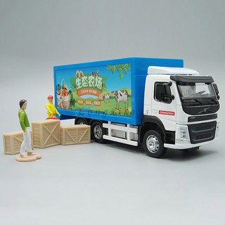 1:50壓鑄金屬工程模型玩具沃爾沃貨櫃車帶聲光