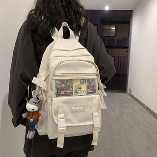 【現貨台中秒發】送娃娃 日系 大容量  書包 新款 韓版 雙肩包 後背包 旅行包 電腦包 多功能包 休閒包
