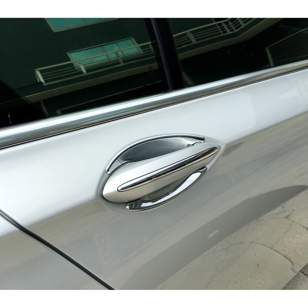 圓夢工廠 BMW 5 F10 F11 520 523 525 528 改裝 鍍鉻銀 車門把手防刮門碗 內襯保護貼片