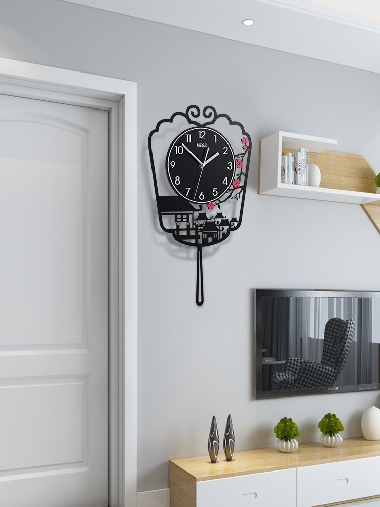 新中式創意鐘錶掛鐘客廳家用時尚掛錶簡約現代中國風裝飾靜音時鐘