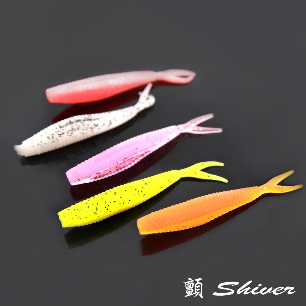 顫Shiver-顫LF-大肚魚型雙色叉尾軟餌-7CM(10入)~深海~釣魚~海釣~魚餌~