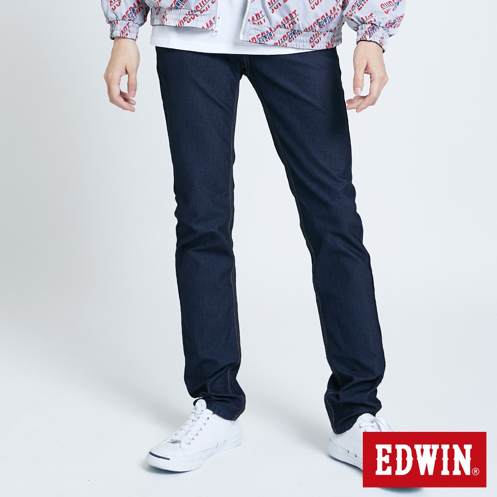 EDWIN 加大碼迦績EDGE紅線雙口袋窄直牛仔褲(原藍色)-男款