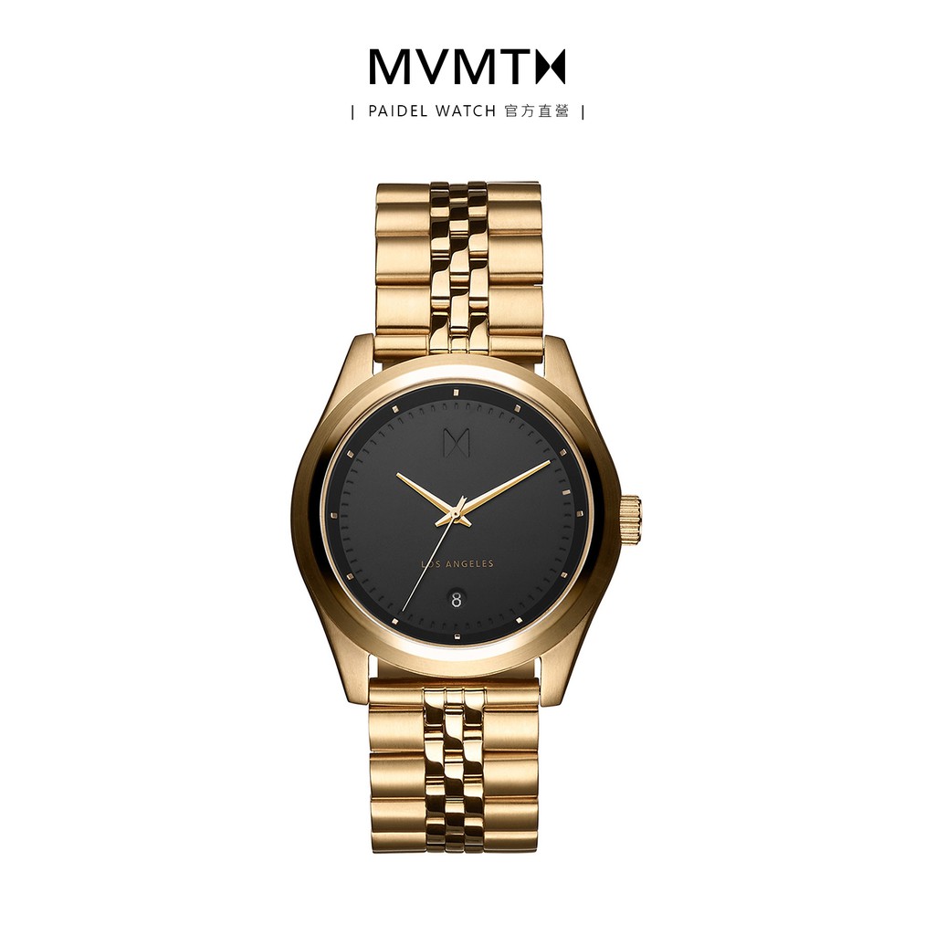 MVMT RISE系列HUSTLE-金色鋼帶黑面金色殼手錶