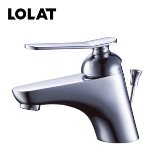 《LOLAT 羅力》BNN1257 單槍臉盆水龍頭 面盆龍頭 日本進口陶瓷閥芯 銅P管 拉桿式落水頭 臺灣製造