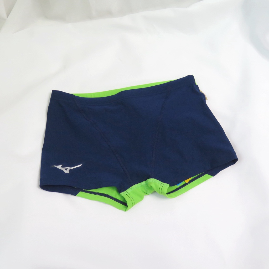 MIZUNO 男款 EXER SUITS 平口泳褲 訓練用 耐穿 N2MB806184 丈青X綠【iSport商城】