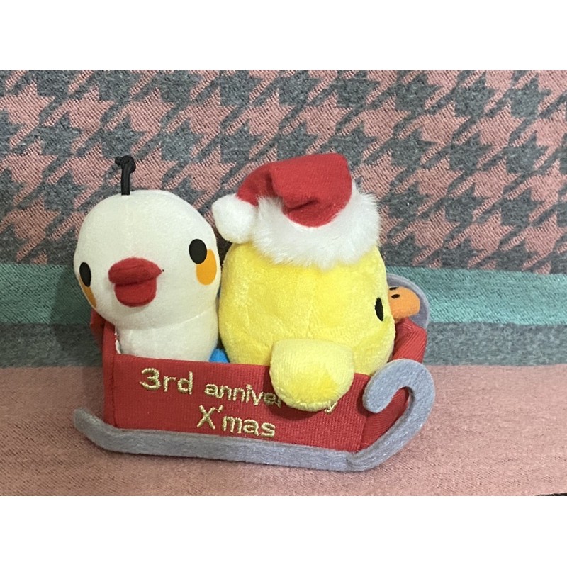日本正版 稀有限定拉拉熊 懶熊 小雞 聖誕節 雪橇 鴨鴨車 玩偶 絕版 聖誕  雪橇雞 3週年