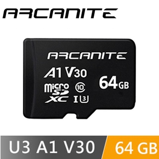 【ARCANITE】64GB MicroSDXC U3 V30 A1 記憶卡-附轉卡