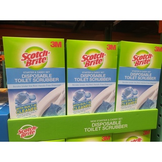 好市多代購-Scotch-Brite 百利 超強淨可拋式菜瓜布馬桶刷組(1握把+24刷頭+1底座)