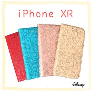 正版 迪士尼壓紋皮套 繽紛系列 iPhone XR (6.1吋) 米奇 米妮 小熊維尼 史迪奇 手機皮套 保護套 手機殼