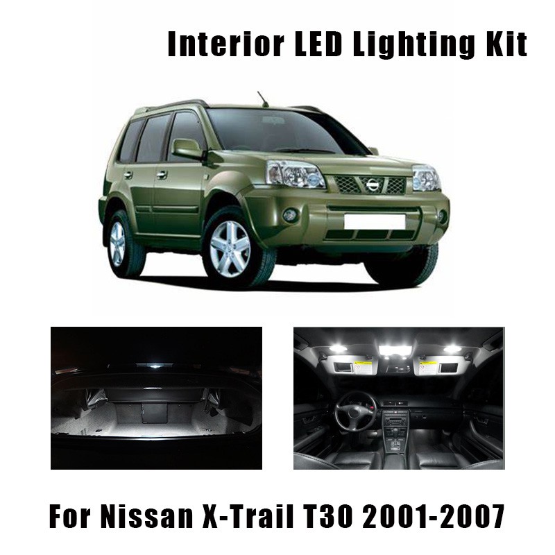 10 件裝 Canbus 無錯誤 LED 汽車內飾圓頂閱讀車頂燈套件適用於 Nissan X Trail T30 200