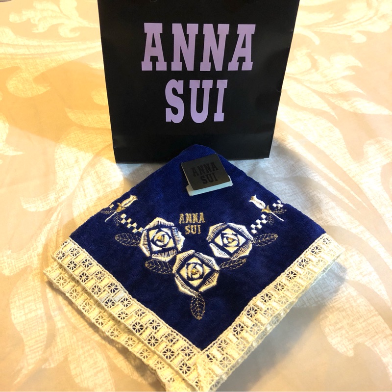 🇯🇵日本 ANNA SUI 蕾絲刺繡玫瑰🌹 方巾 手帕