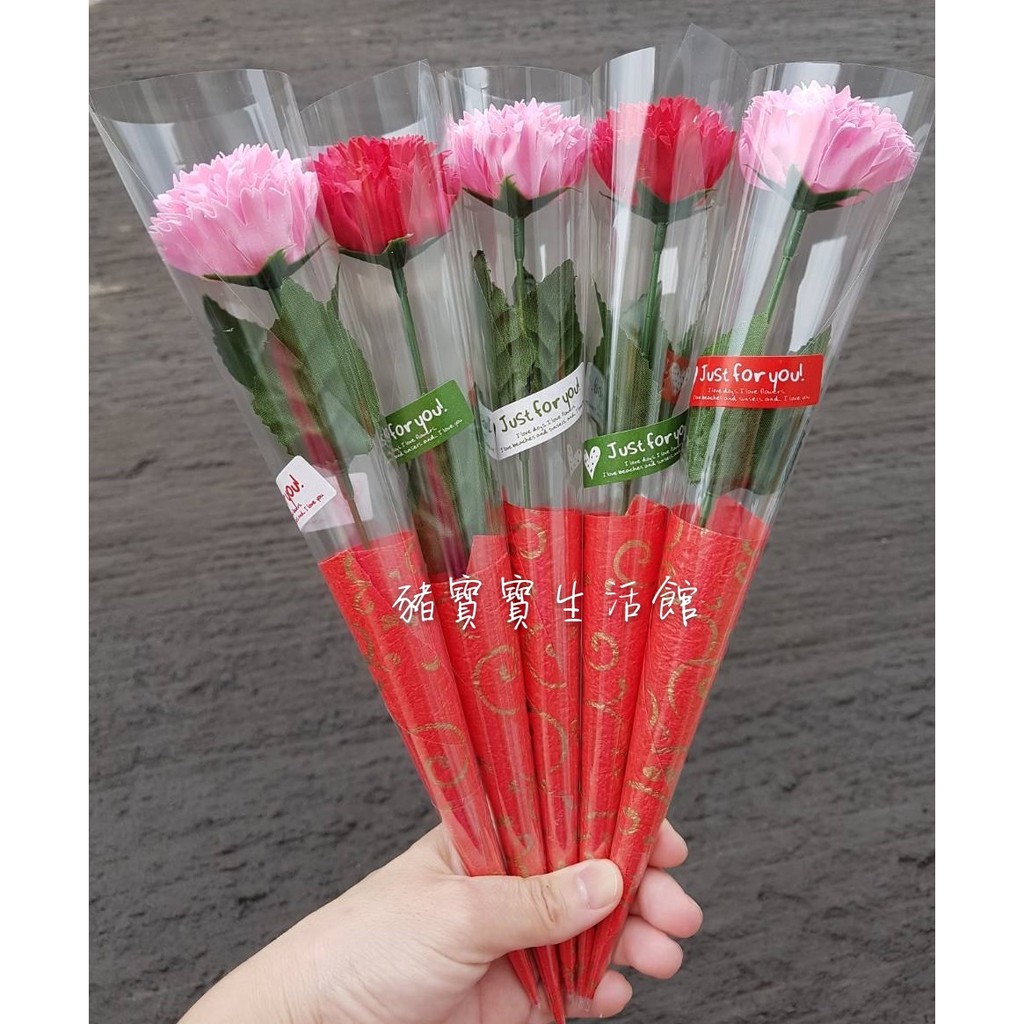 +豬寶寶+康乃馨花束 香皂花 甜筒包裝 母親節花束. 父親節.教師節.畢業禮物.康乃馨