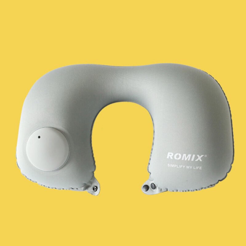 ROMIX 按壓式 充氣枕 舒柔護頸 U形枕 快速充氣枕 旅行頸枕 飛機枕