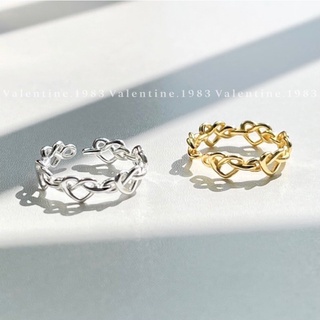 玩美飾集｜現貨&免運， S925全純銀 蝴蝶餅 愛心編織開口純銀戒指 金/銀 金VR0023/銀VR0024