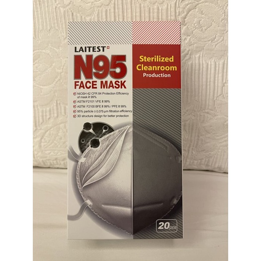 萊潔 N95 滅菌 醫療防護口罩(20入/盒)  拋棄式口罩 防塵口罩 成人口罩 日常口罩