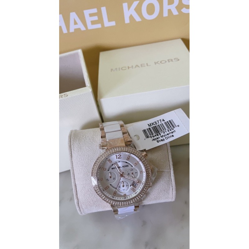 Michael Kors 手錶 MK5774 鋼帶三眼 鑲鑽石英手錶 圓盤女士腕錶 女錶