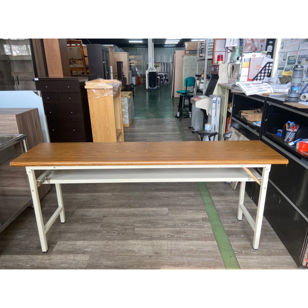 吉田二手傢俱❤6*1.5尺木紋面板折合桌 會議桌 折合桌 摺疊桌 長桌 折疊桌 6*1.5尺桌