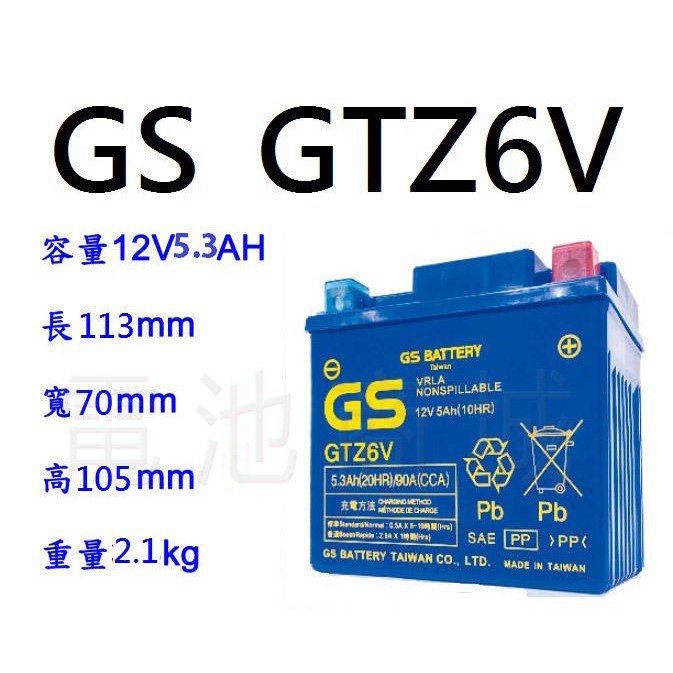 《電池商城》GS機車電瓶 GTZ6V(同GTX5L/YTX5L)機車電池 最新到貨