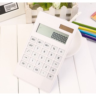 計算機 太陽能平板計算器 白色直板水晶按鍵 電子計算機 辦公財務會計 12位數電子計算器 桌面LED 電算機 非卡西歐