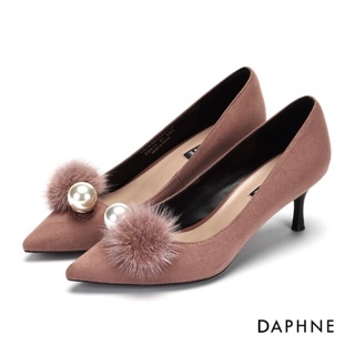 達芙妮 daphne 粉紅高跟鞋 大珍珠 毛球 二手（只穿一次）