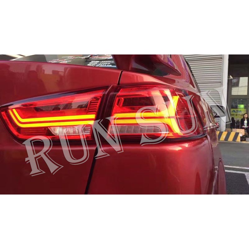 ●○RUN SUN 車燈,車材○● 全新 三菱 LANCER FORTIS IO 鯊魚頭EVO LED 導光條紅白 尾燈