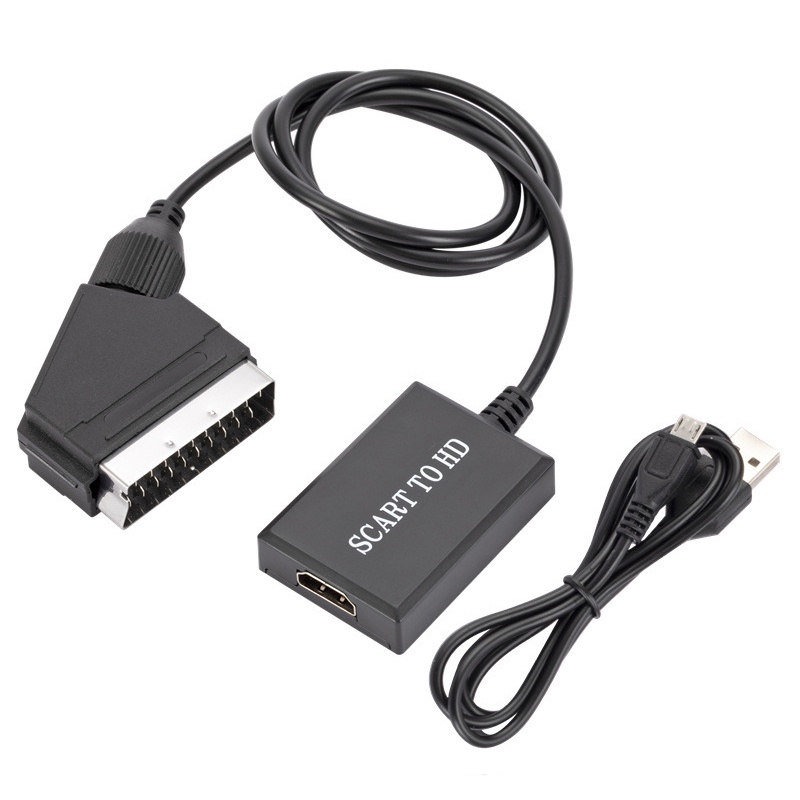 高清SCART轉HDMI 1080P轉換器 SCART to HDMI音視頻線盒子轉接頭