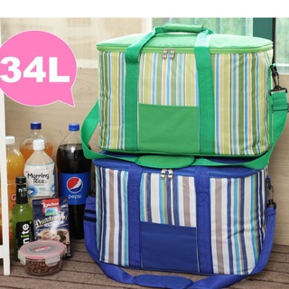 廚房大師-超大橫條紋 保冰溫提袋-34L 保冰袋 保溫袋 保冷袋 保鮮袋 外賣袋 便當袋 行動冰箱 冰桶