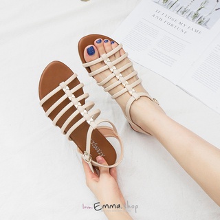 EmmaShop艾購物-韓國同步上新-夏天必備細帶魚骨涼鞋/羅馬鞋/平底鞋/大尺碼到42號