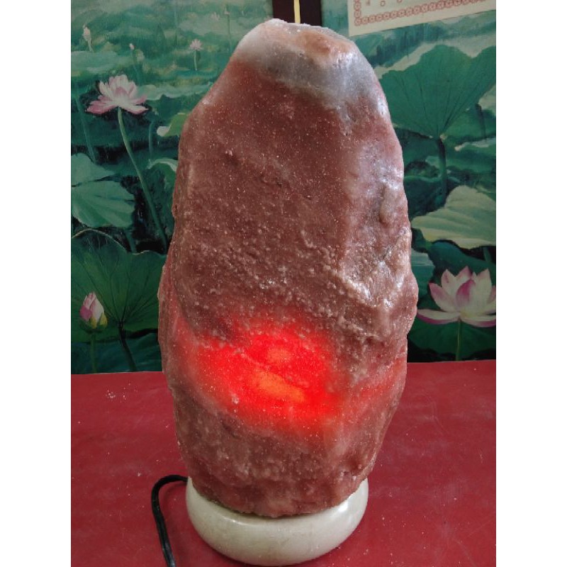 月理水晶鹽燈7.3公斤~喜馬拉雅山鴿血鹽燈 只賣1095元~玉石底座可調適開關