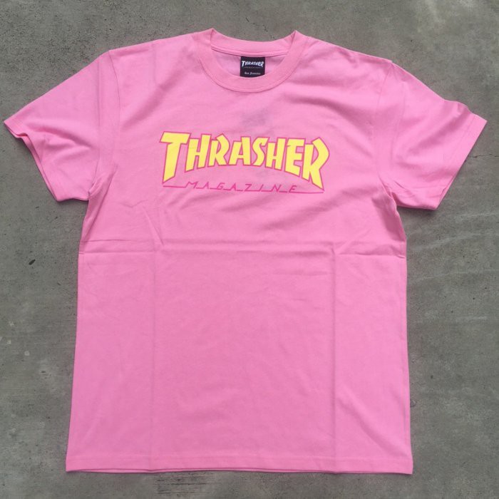 ☆LimeLight☆ THRASHER HOMETOWN TEE 限定 黃字 粉色 S M L XL