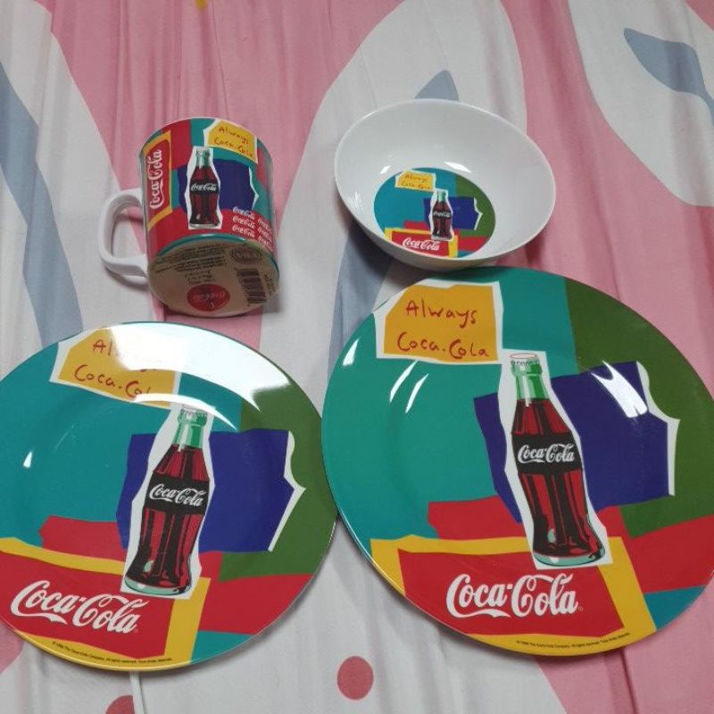可口可樂塑膠餐盤杯碗套裝組 美耐皿