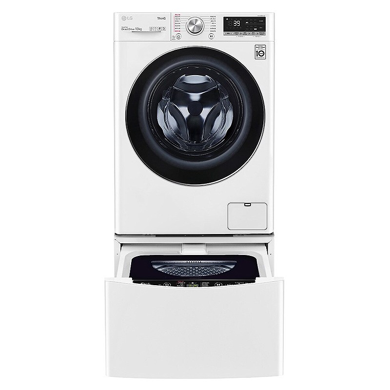 LG樂金 WD-S13VDW+WT-SD201AHW 13+2公斤蒸洗脫烘洗衣機 白 含標準安裝 大型配送