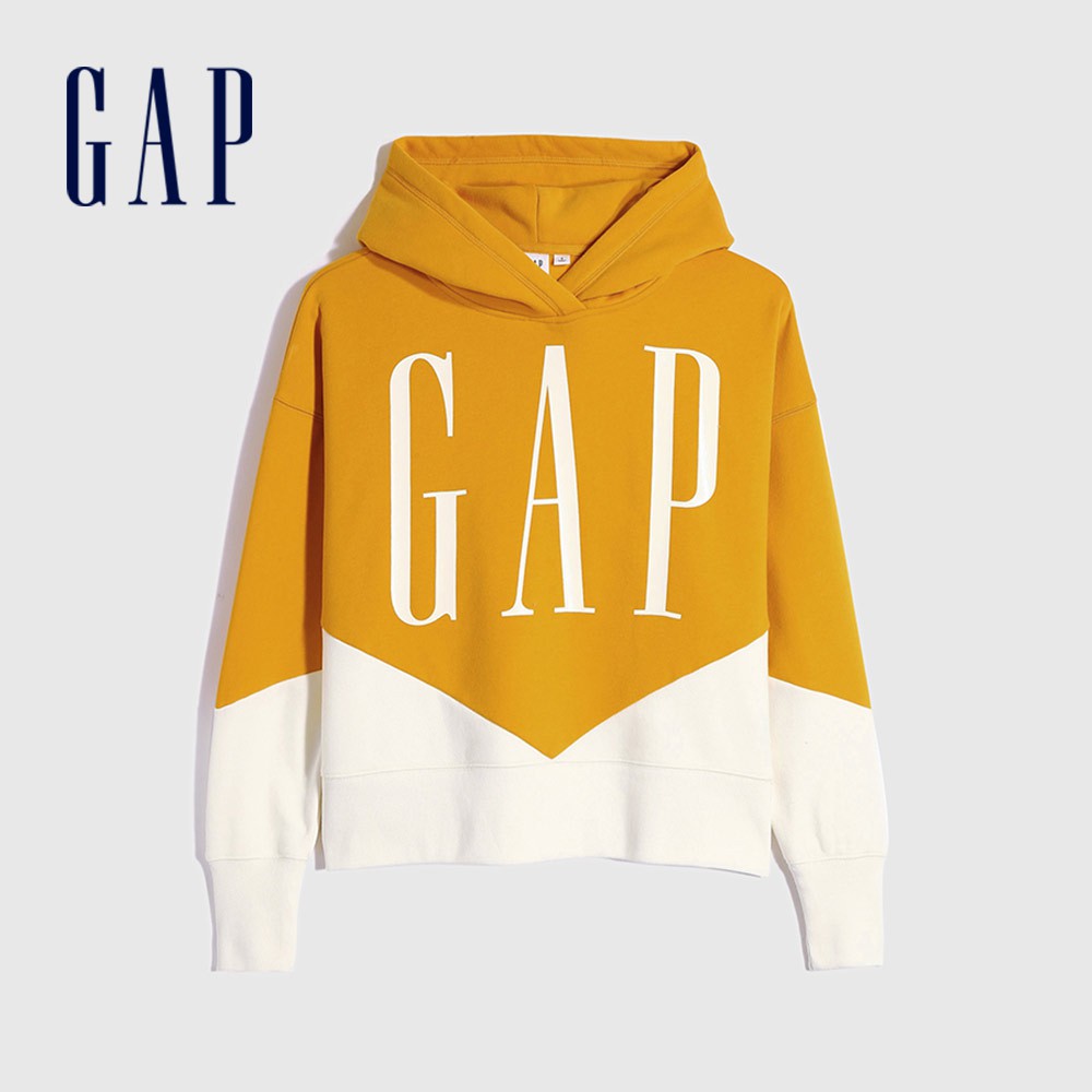 Gap 女裝 Logo撞色帽T 碳素軟磨系列-金黃色(655701)