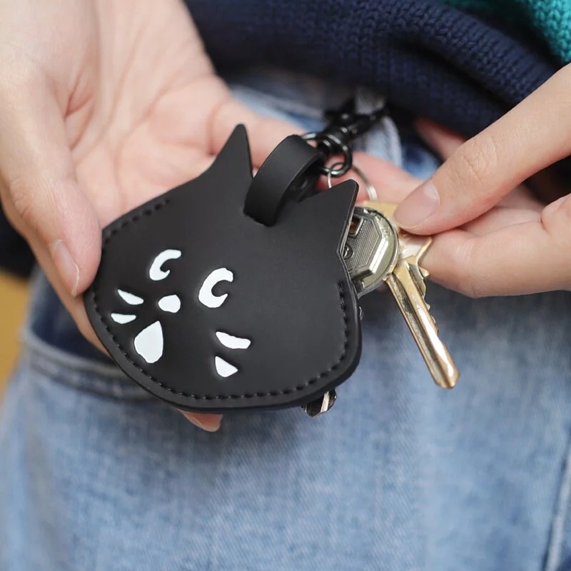 Net小黑貓磁扣鑰匙套 可愛小黑貓 吊飾 鑰匙扣 驚訝貓 gogoro鑰匙磁扣 電動車鑰匙磁扣 鑰匙包 鑰匙磁扣套