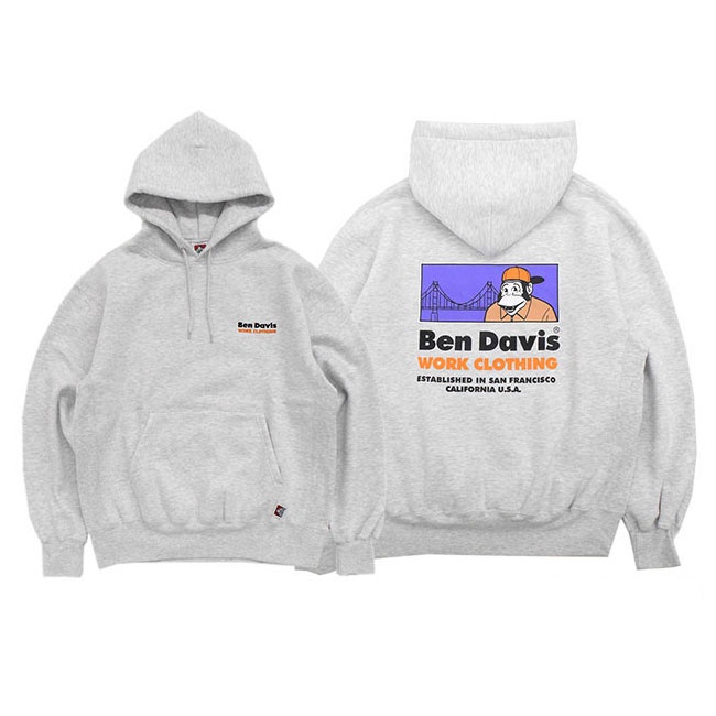 BEN DAVIS - 1780061-48 Bridge & Gorilla HOODED 帽T (麻灰色) 化學原宿