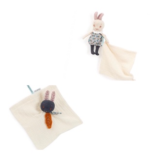 法國 Moulin Roty 雨後系列 自帶手帕安撫巾 白兔|黑兔