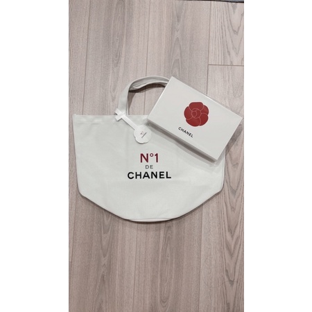 《全新》Chanel 香奈兒🌺專櫃限量贈品N.1山茶花帆布購物袋+髮帶