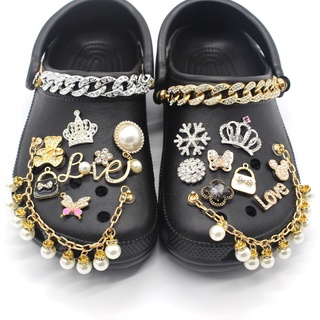 Crocs Jibbitz 智必星卡駱馳洞洞鞋金屬配飾DIY鞋花鞋扣鞋鏈鑽石皇冠飾品新潮時尚鞋釘