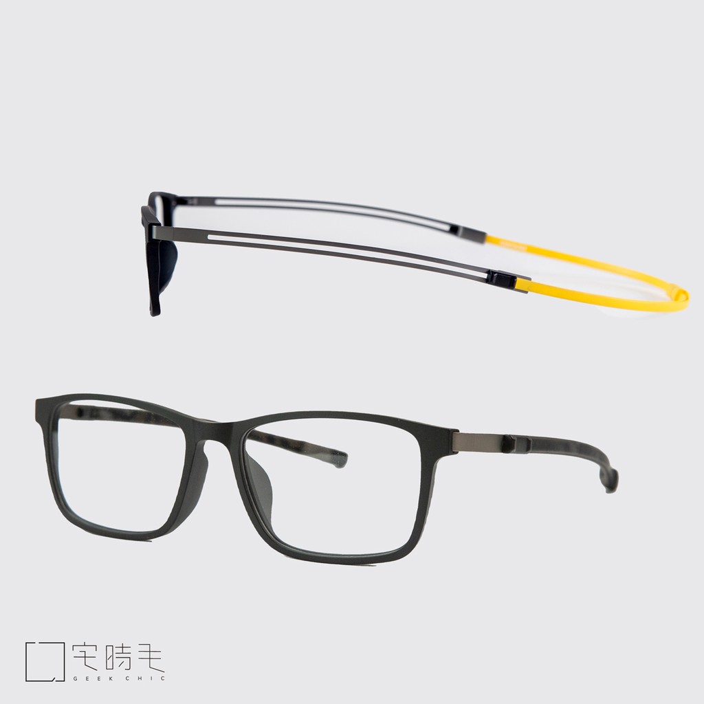宅時毛 Geek Chic - RAIL軌道式綁帶眼鏡 (黑色/黃色)