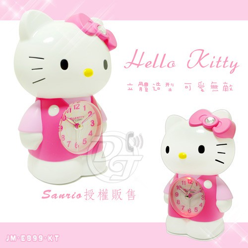 Hello Kitty凱蒂貓/可愛立體公仔玩偶/LED夜燈/貪睡音樂鬧鐘/JM-E899KT