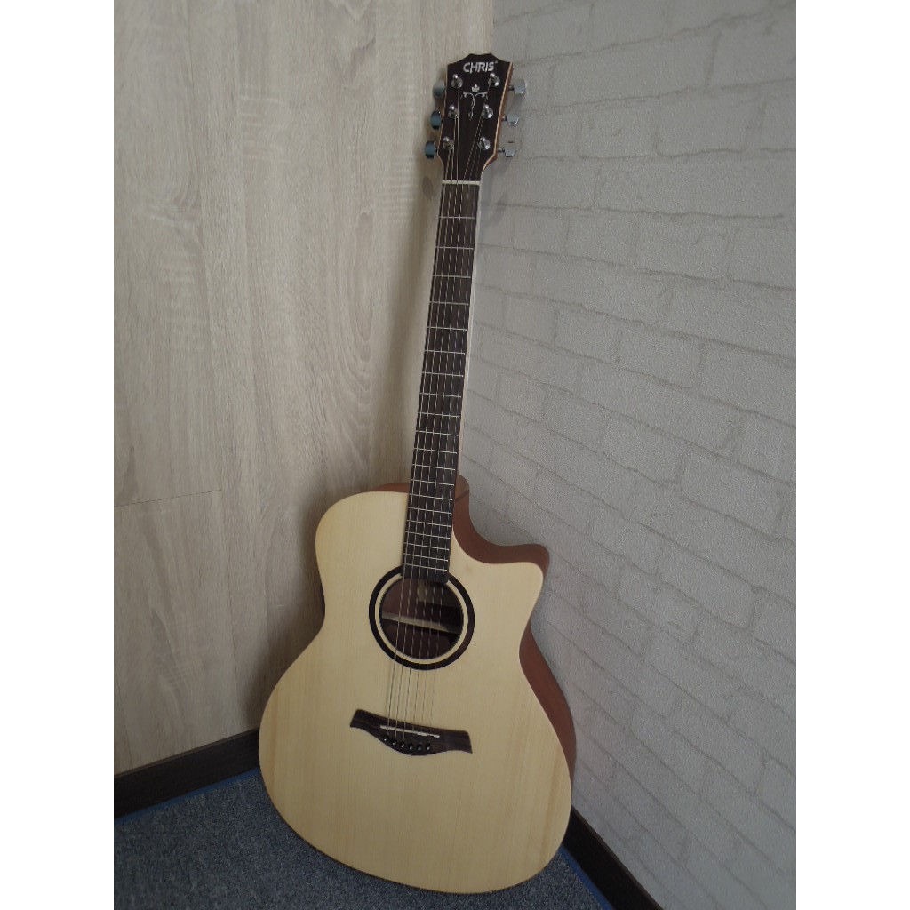 台南嘉軒樂器吉他 名牌CHRIS手工單板木吉他 音色甜美 平光高質感 門市17週年特價 買到賺到