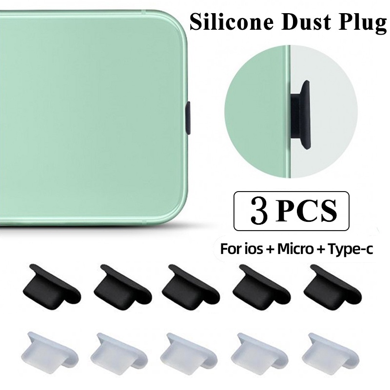 3pcs 矽膠手機防塵塞 / 充電端口防塵蓋, 用於 IOS 和 Micro USB &amp; Type C 端口手機和筆記本
