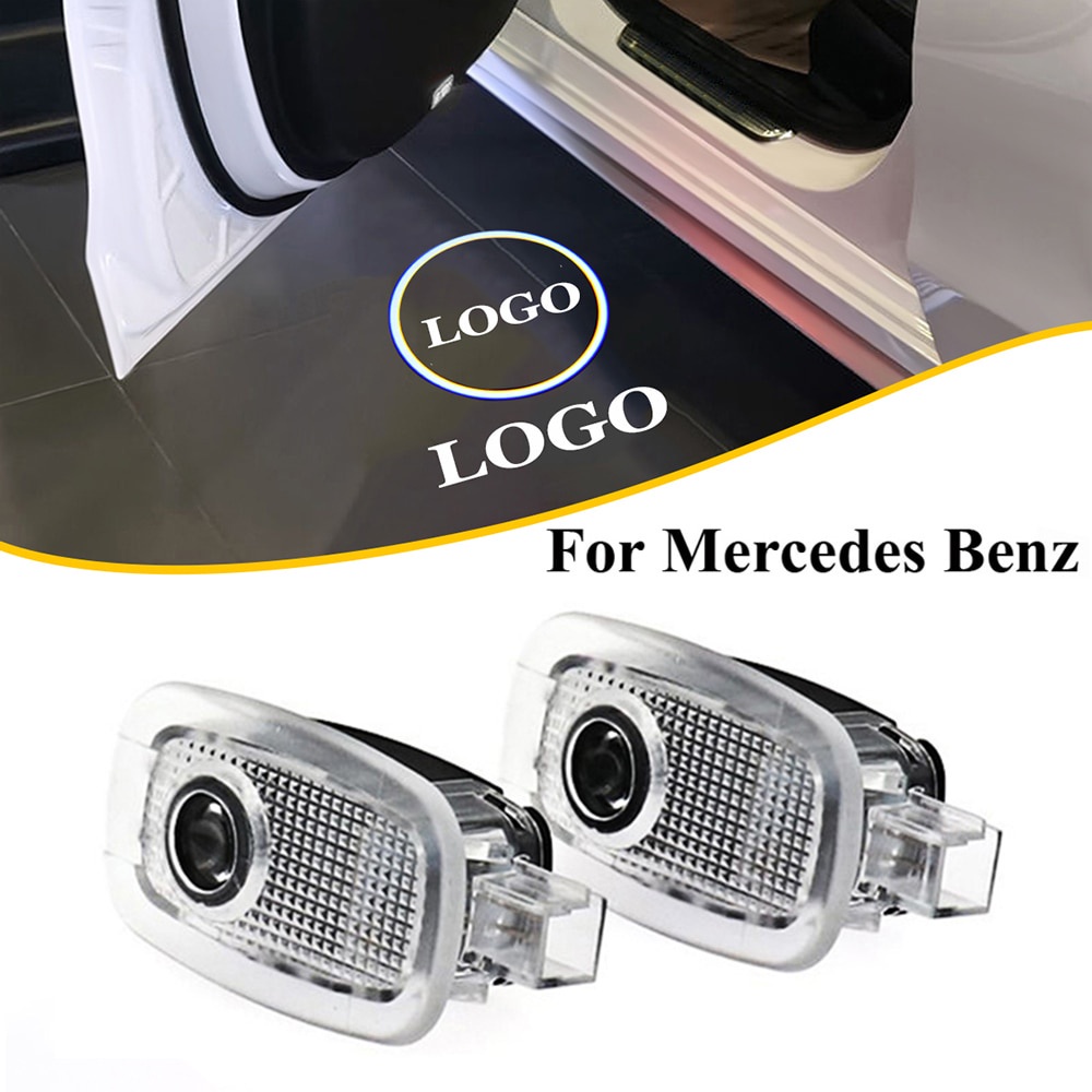 2 件裝 LED 車門迎賓燈鬼影燈適用於梅賽德斯奔馳 W221 S 級 2006-2013 AMG 標誌投影燈